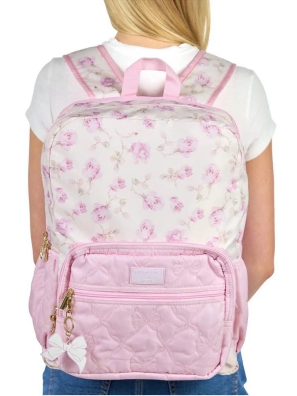 LoveShackFancy Pink and Cream Floral Kids Backpack
